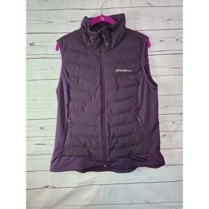 Eddie Bauer Womens Plum Purple Hybrid Puffer Vest Tall XL Full Zip Insulated